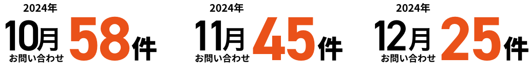 2024年　10月　58件 2024年　11月　45件 2024年　12月　25件 